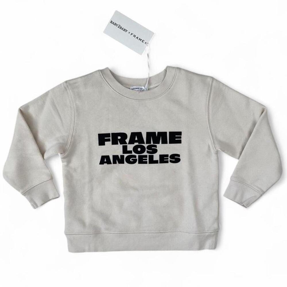 Frame Kids x Baby2Baby Collab Los Angeles Cream Crewneck Sweatshirt Kids Size 6
